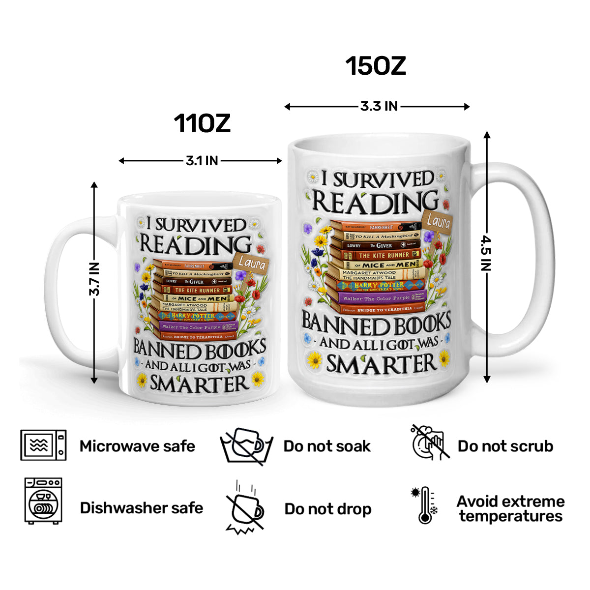 I Survived Reading Banned Books - Personalized Ceramic Coffee Mug