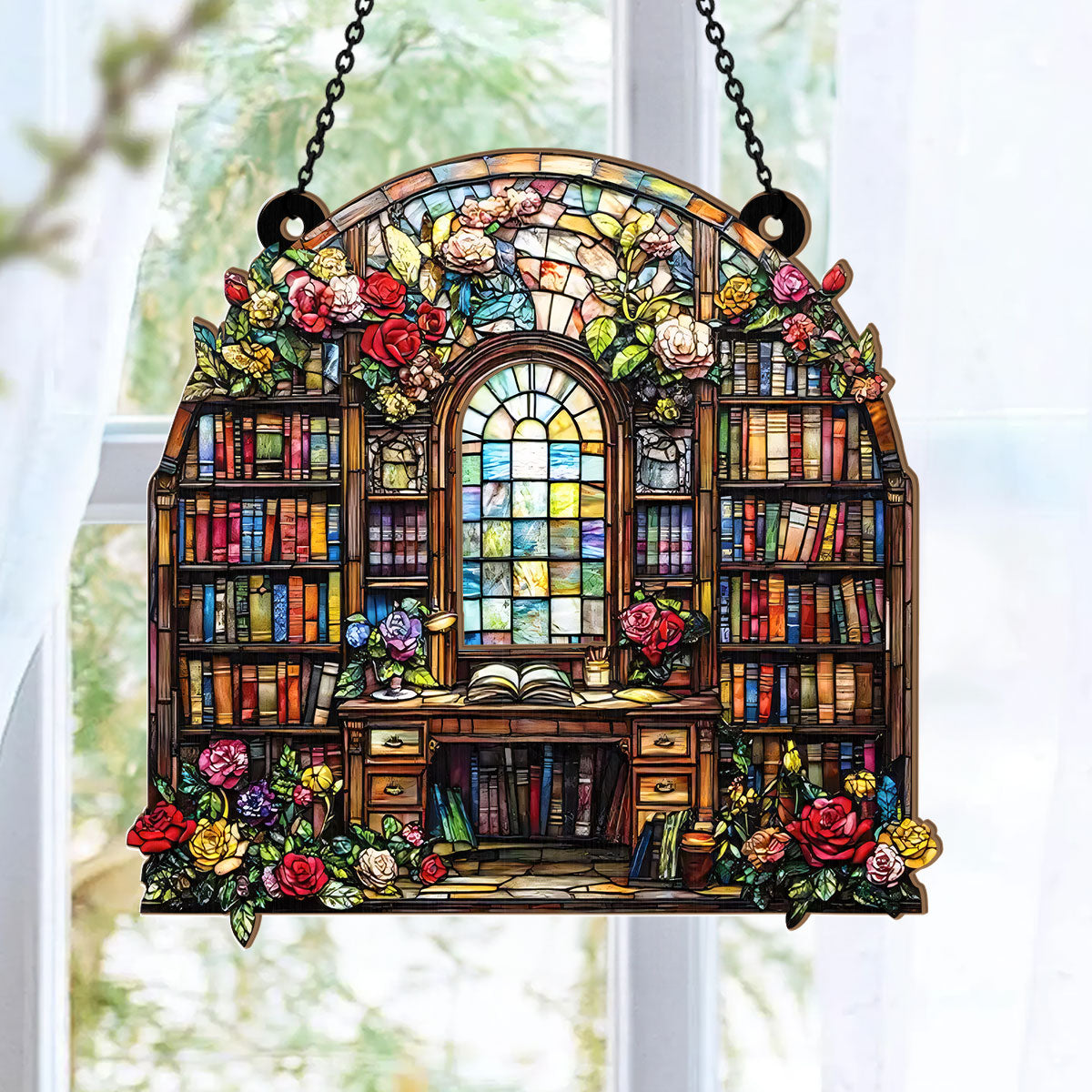 Literary Garden Of Rose - Acrylic Suncatcher