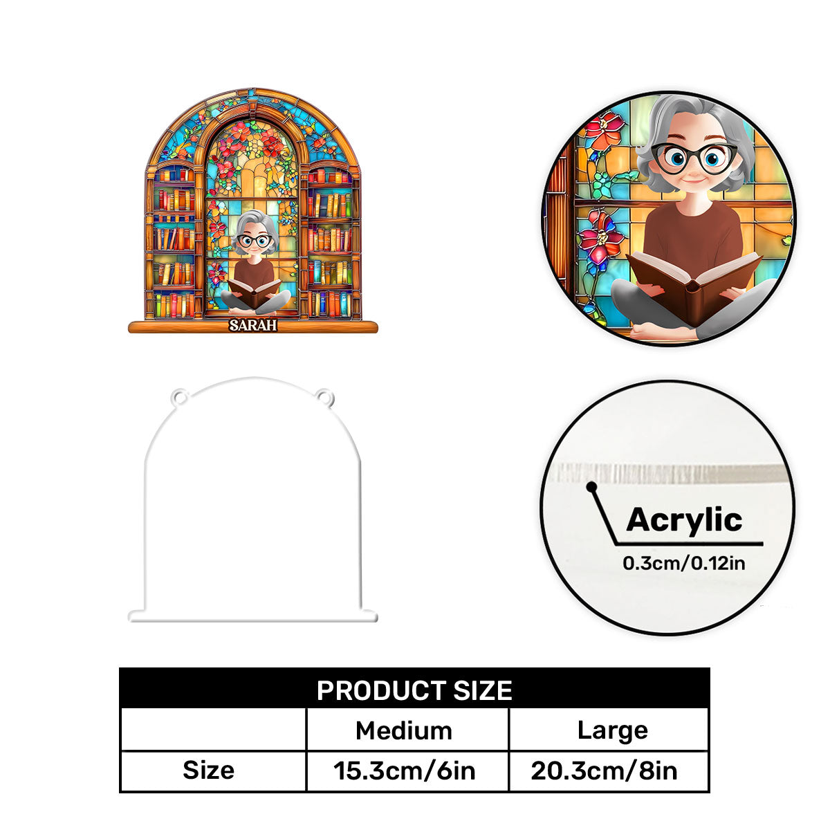 Book Lovers Dream Library - Personalized Acrylic Suncatcher