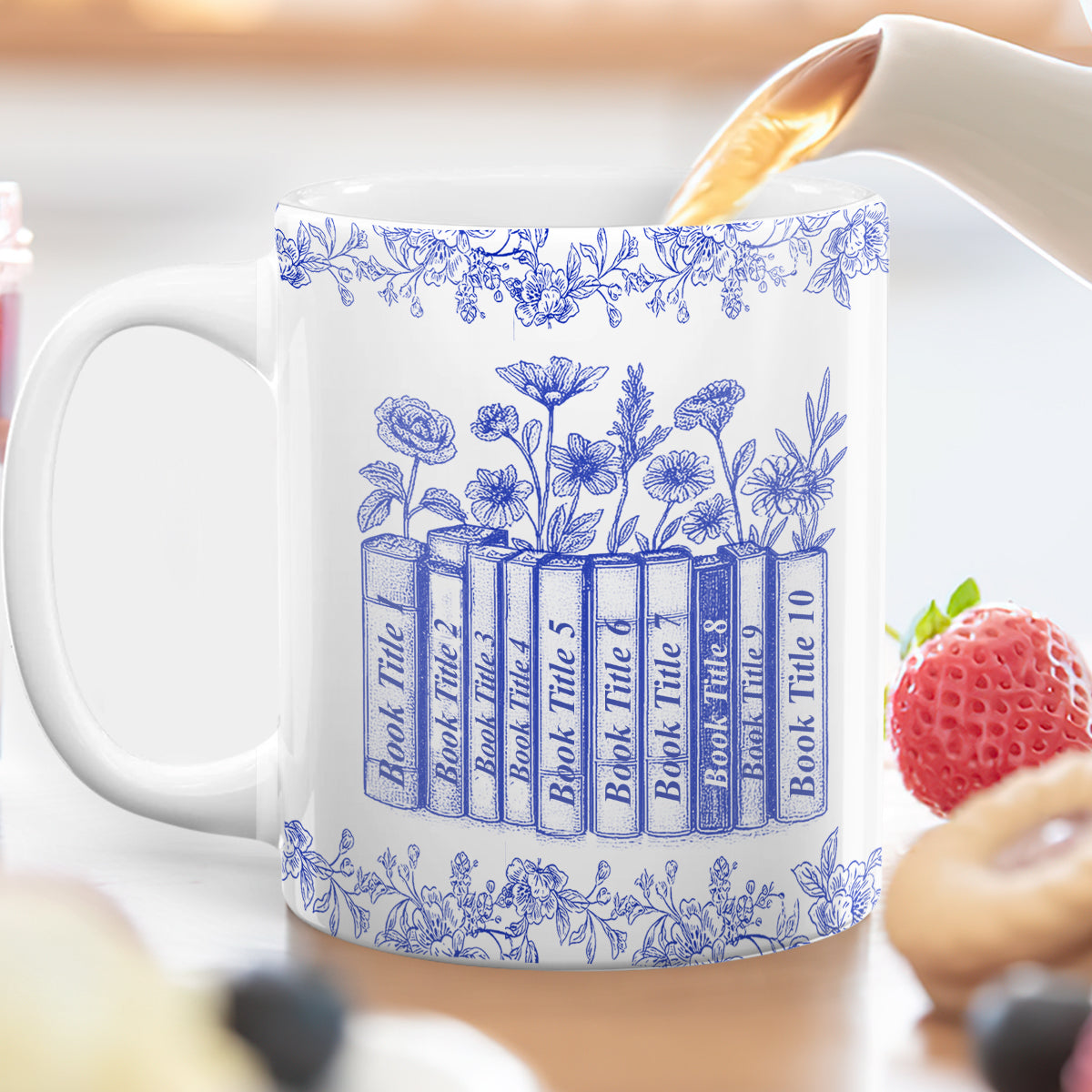 My Reading Companion Toile De Jouy - Personalized Ceramic Coffee Mug