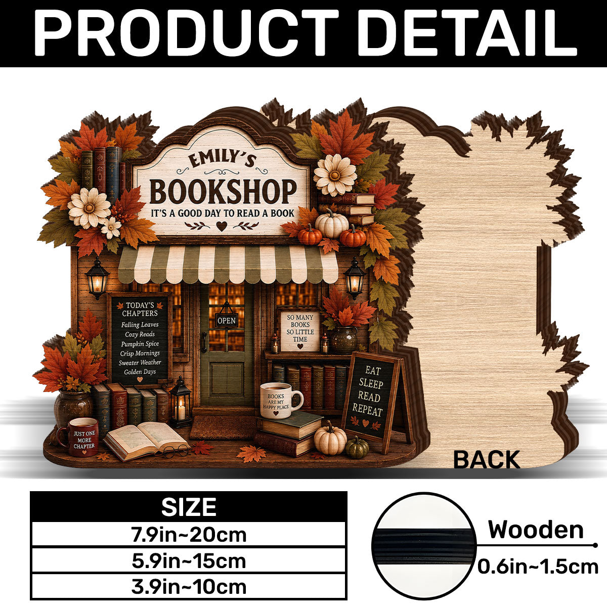 My Cozy Reads Bookshop - Personalized Custom Shaped Wood Plaque