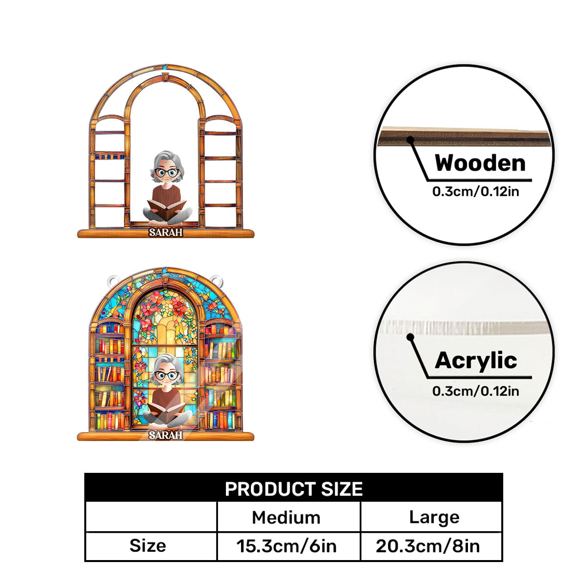 Book Lovers Dream Library - Personalized Acrylic Suncatcher