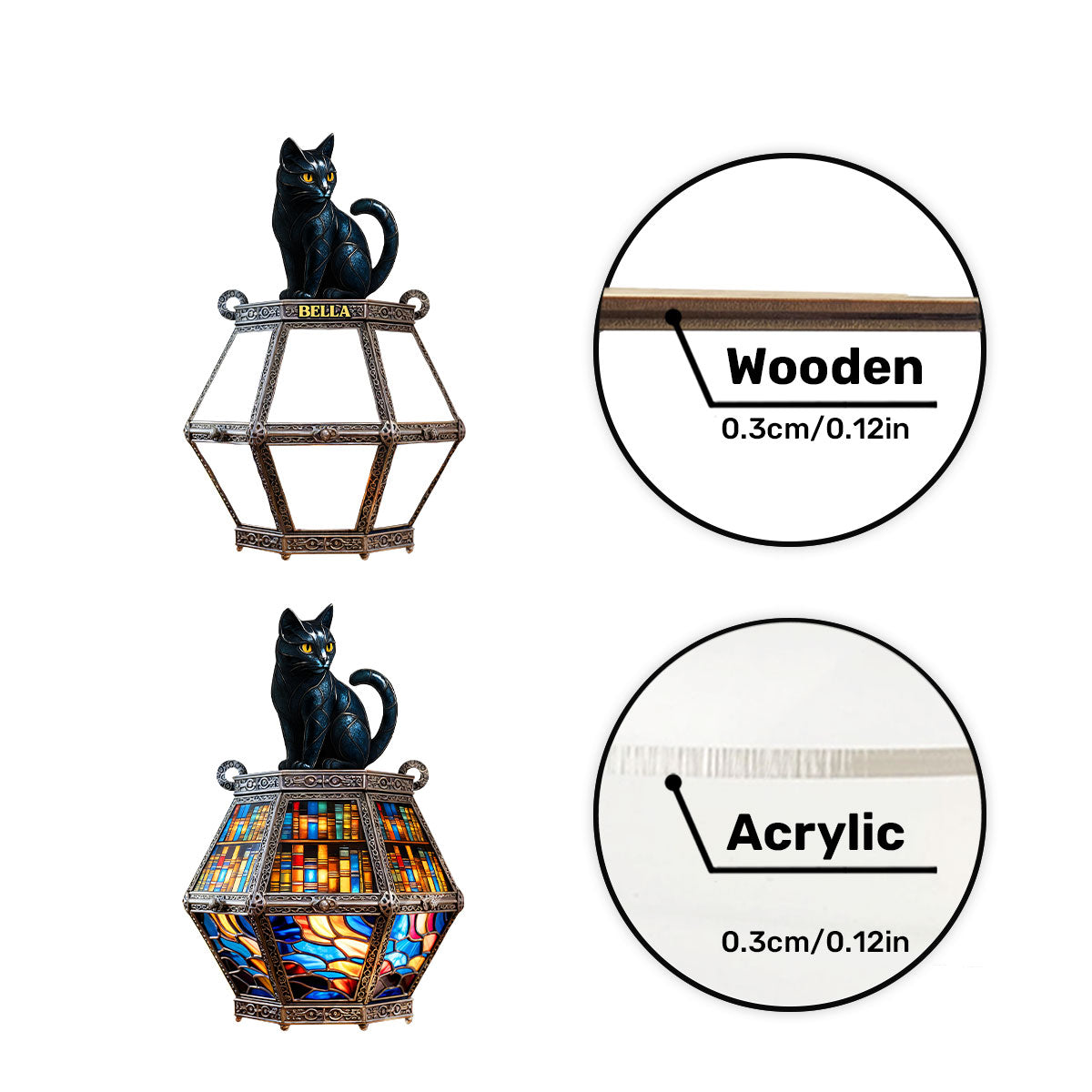 Black Cat On Old Library - Personalized Window Hanging Suncatcher