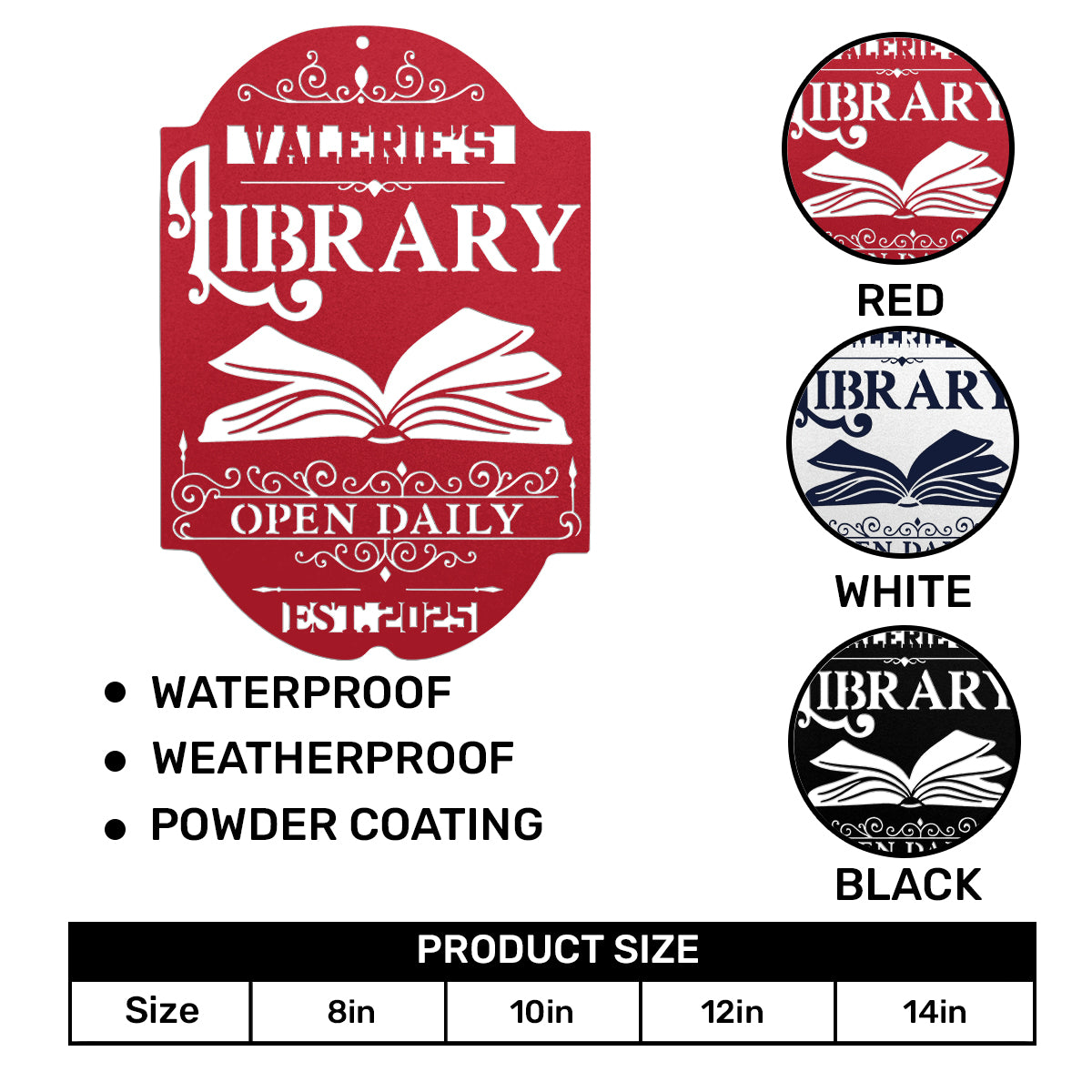 Your Library - Personalized Metal Wall Art Sign