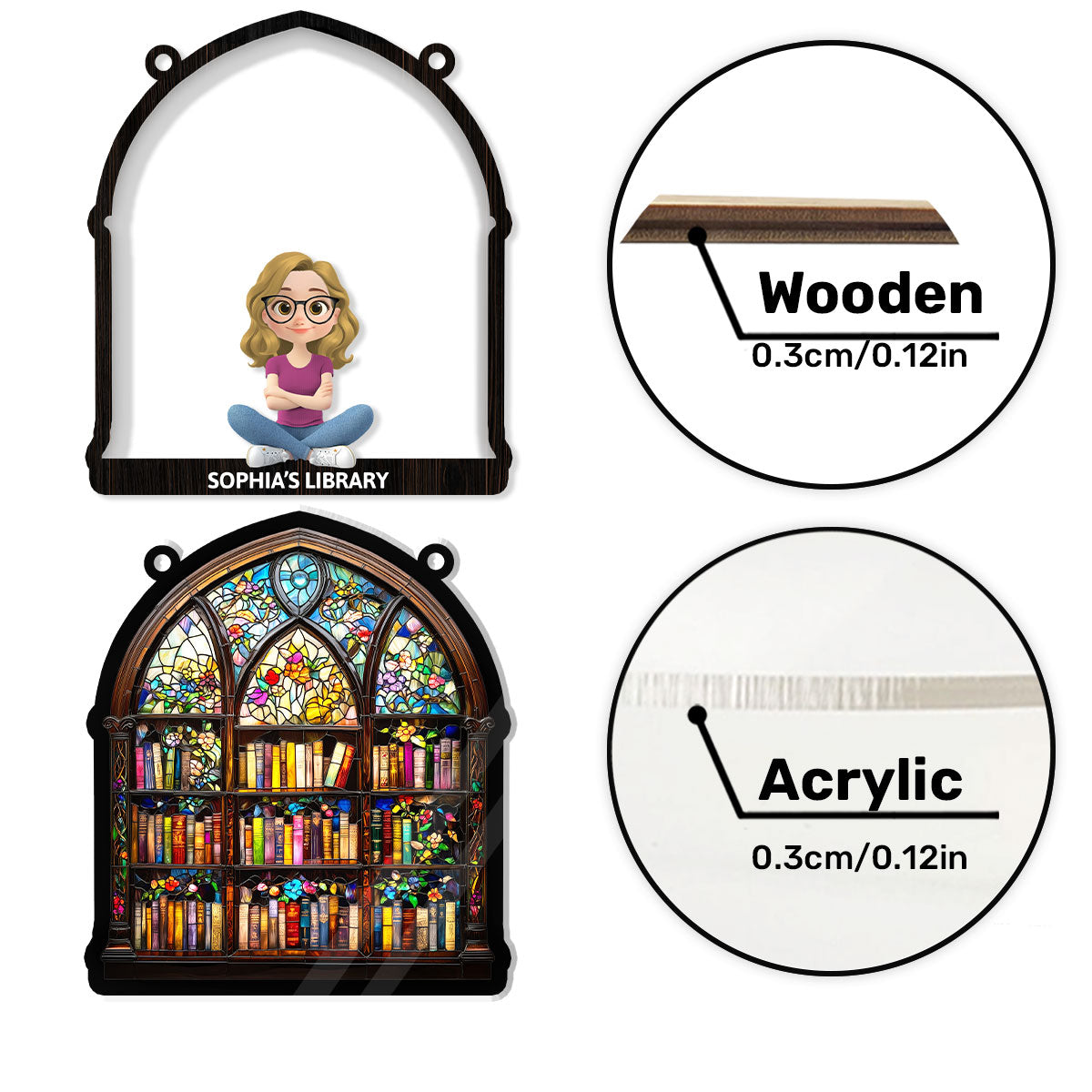 Book Lovers' Haven - Personalized Window Hanging Suncatcher