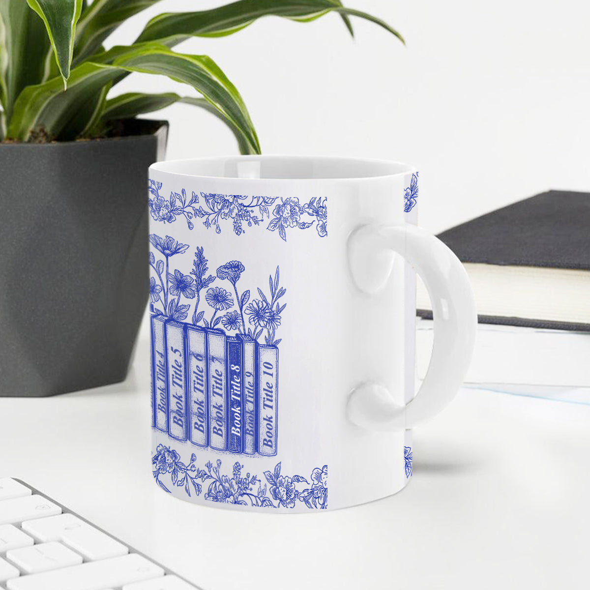 My Reading Companion Toile De Jouy - Personalized Ceramic Coffee Mug