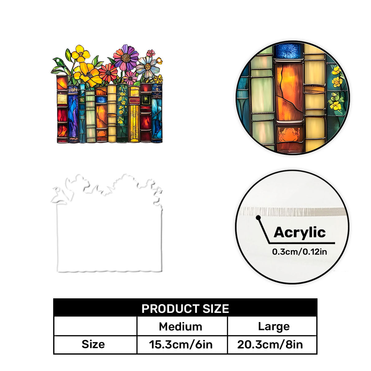 Vintage Flower Book - Acrylic Suncatcher