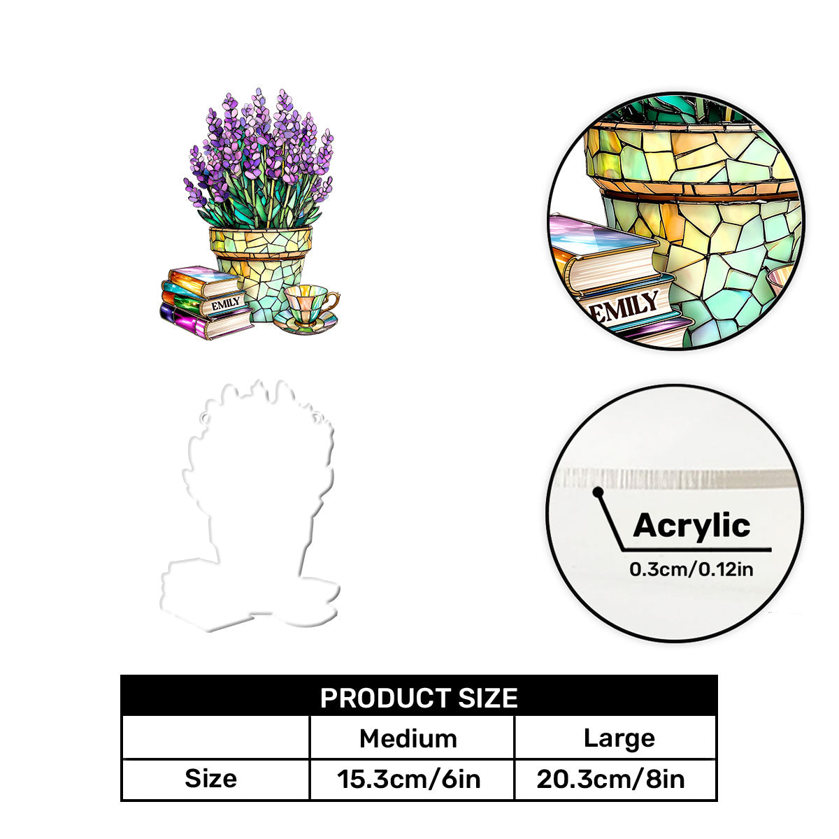 Nostalgic Lavenders, Books, And Tea - Personalized Acrylic Suncatcher