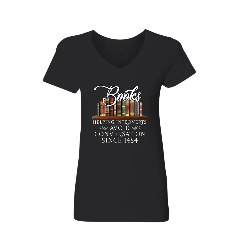Helping Introverts Avoid Conversation Book Lovers Gift Women's V-neck T-shirt TSVB04