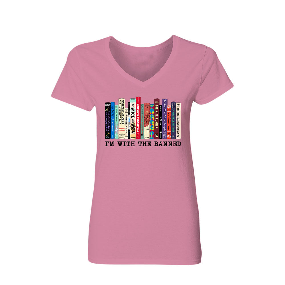 I'm With The Banned Book Lovers Gift Women's V-neck T-shirt TSVW57