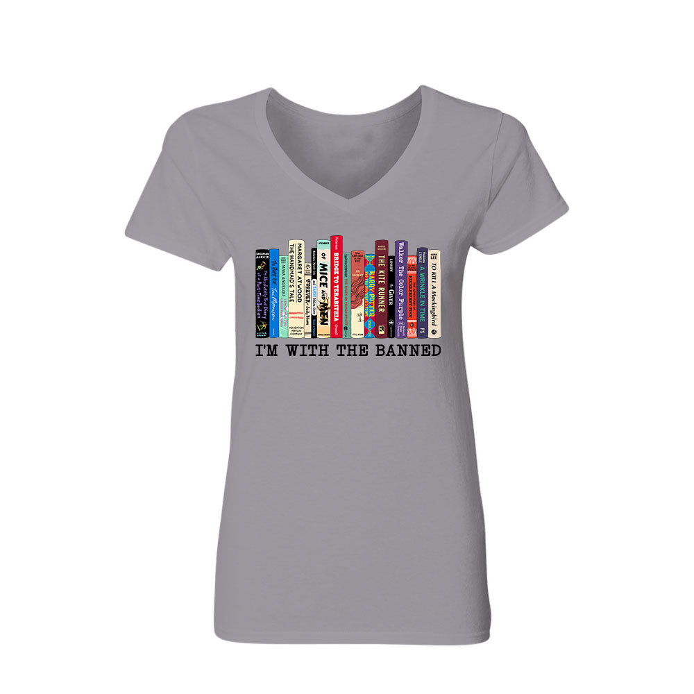 I'm With The Banned Book Lovers Gift Women's V-neck T-shirt TSVW57
