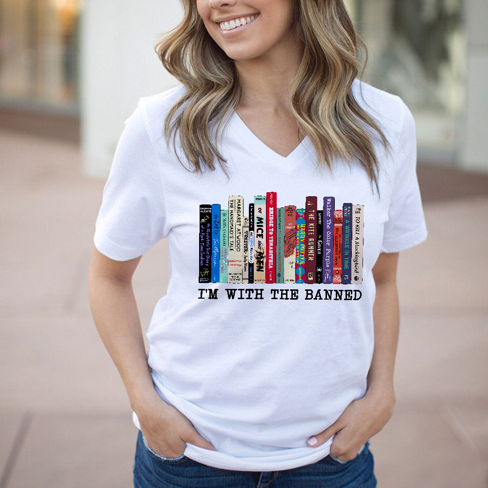 I'm With The Banned Book Lovers Gift Women's V-neck T-shirt TSVW57