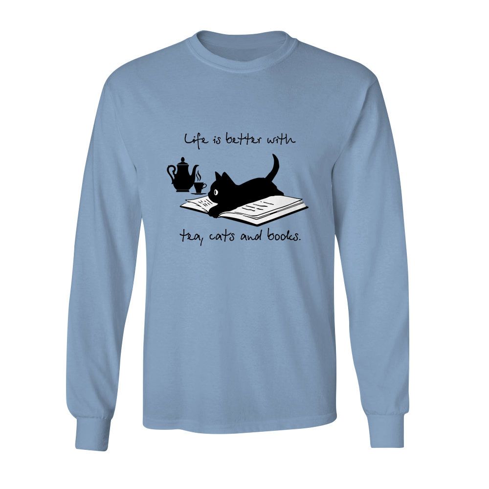 Life Is Better With Tea, Cats And Books Book Lovers Gift LSW35