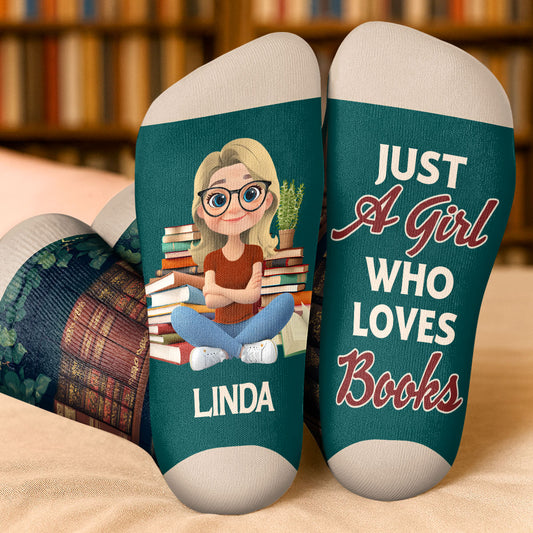 Just A Girl Who Loves Books - Personalized Custom Socks