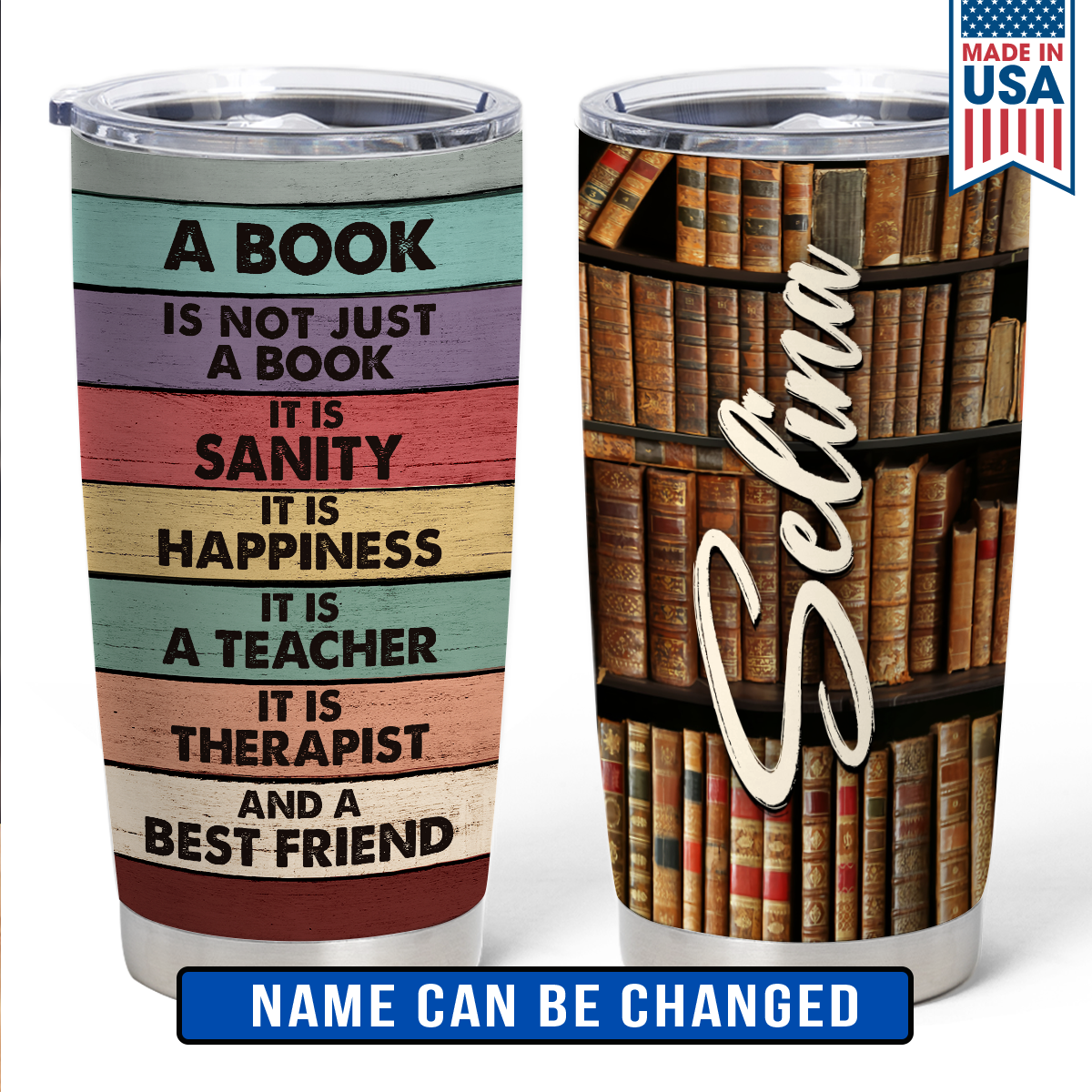 A Book Is Not Just A Book It's A Best Friend Personalized Curved Tumbler 20oz Book Lovers Gift SCT08