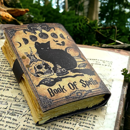 Personalized Vintage Witch Black Cat Grimoire Spell Book
