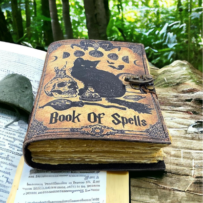Personalized Vintage Witch Black Cat Grimoire Spell Book
