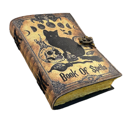 Personalized Vintage Witch Black Cat Grimoire Spell Book