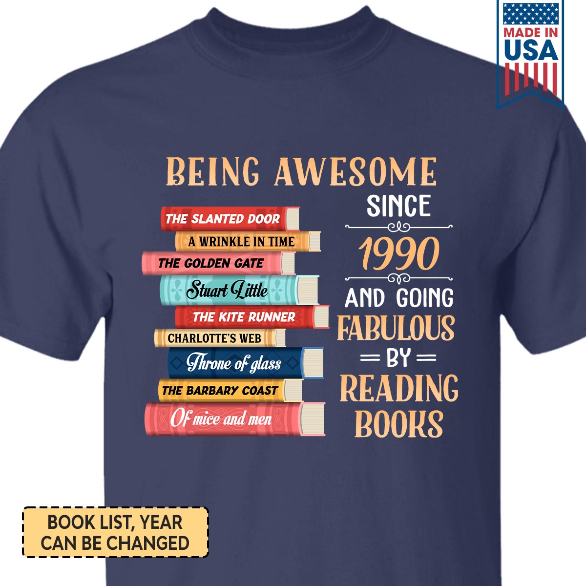 Custom Bookshelf Being Awesome Since 1990 And Going Fabulous By Reading Books Book Lovers Gift TSBH30
