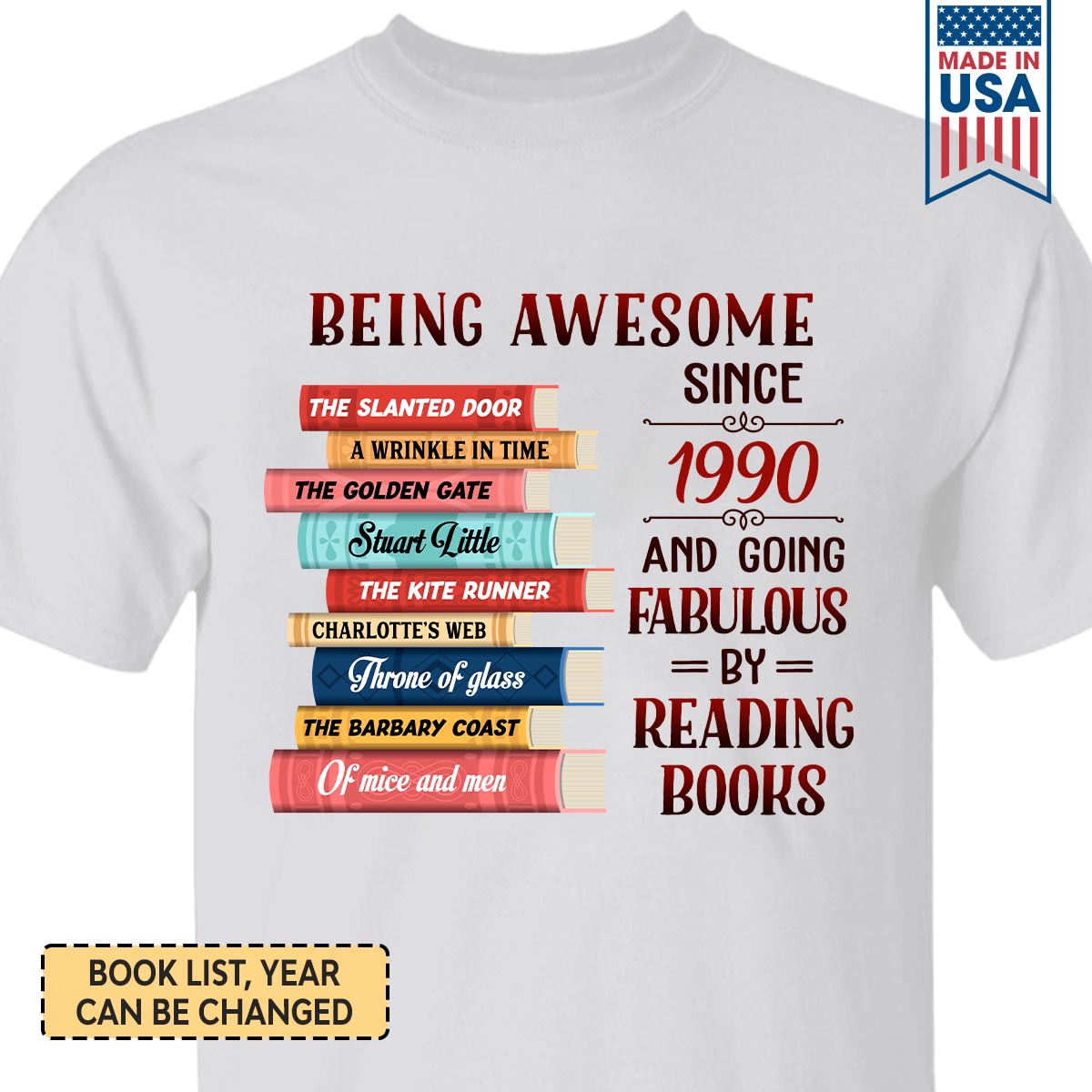 Custom Bookshelf Being Awesome Since 1990 And Going Fabulous By Reading Books Book Lovers Gift TSWH29