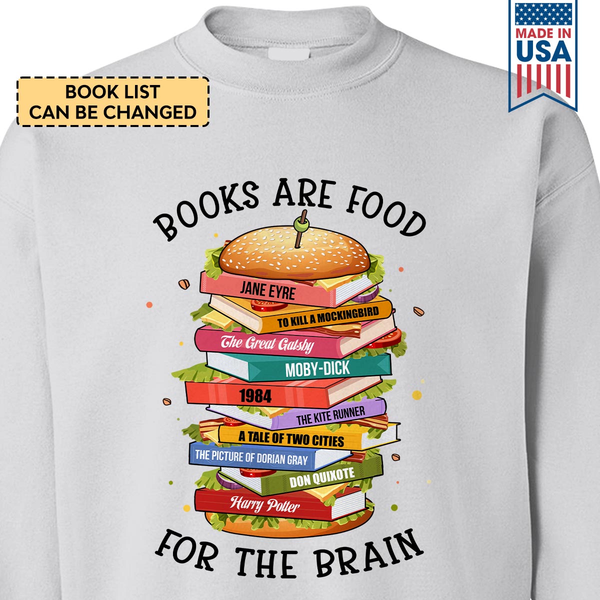 Custom Bookshelf Books Are Food For The Brain Book Lovers Gift SWWH101