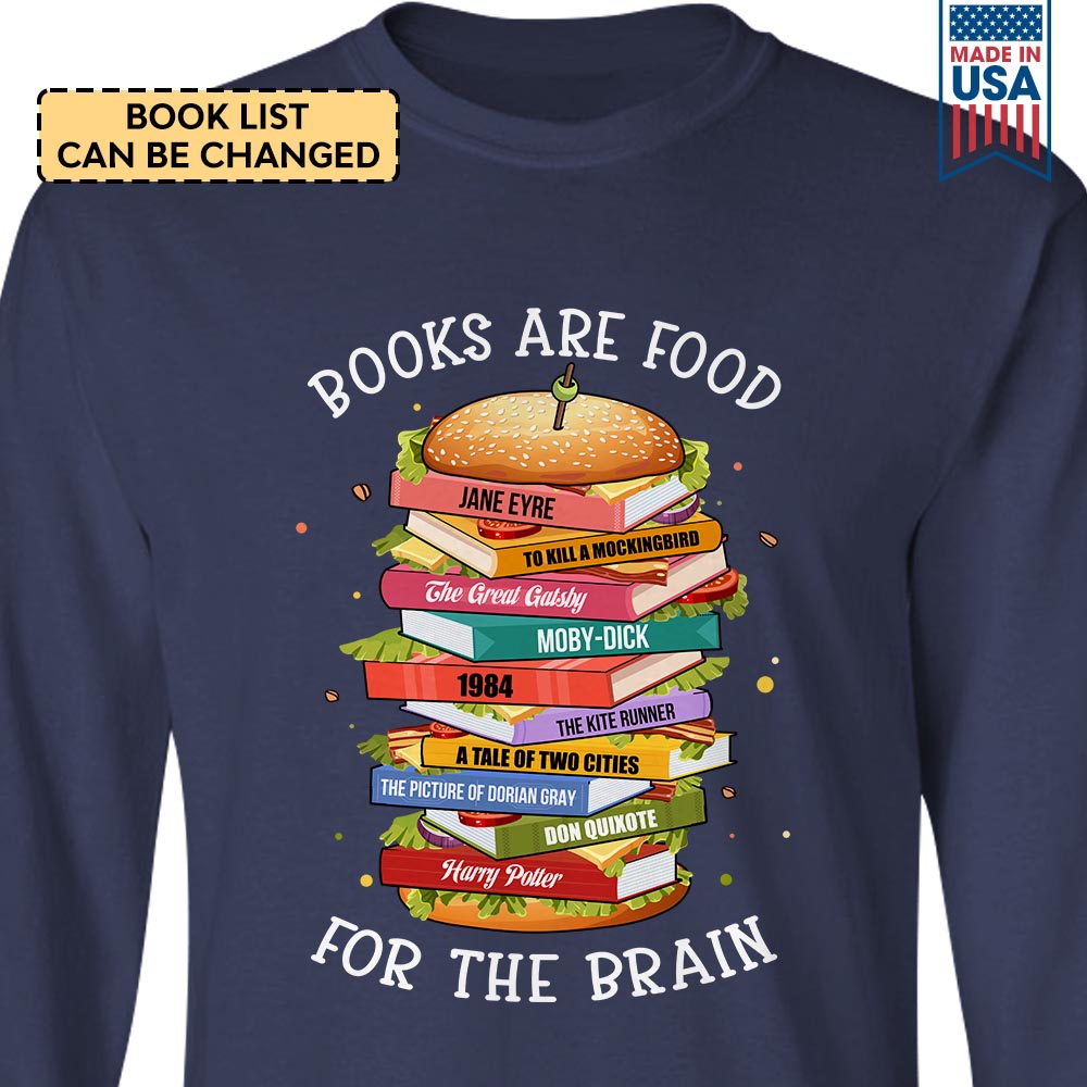 Custom Bookshelf Books Are Food For The Brain Book Lovers Gift LSBH102