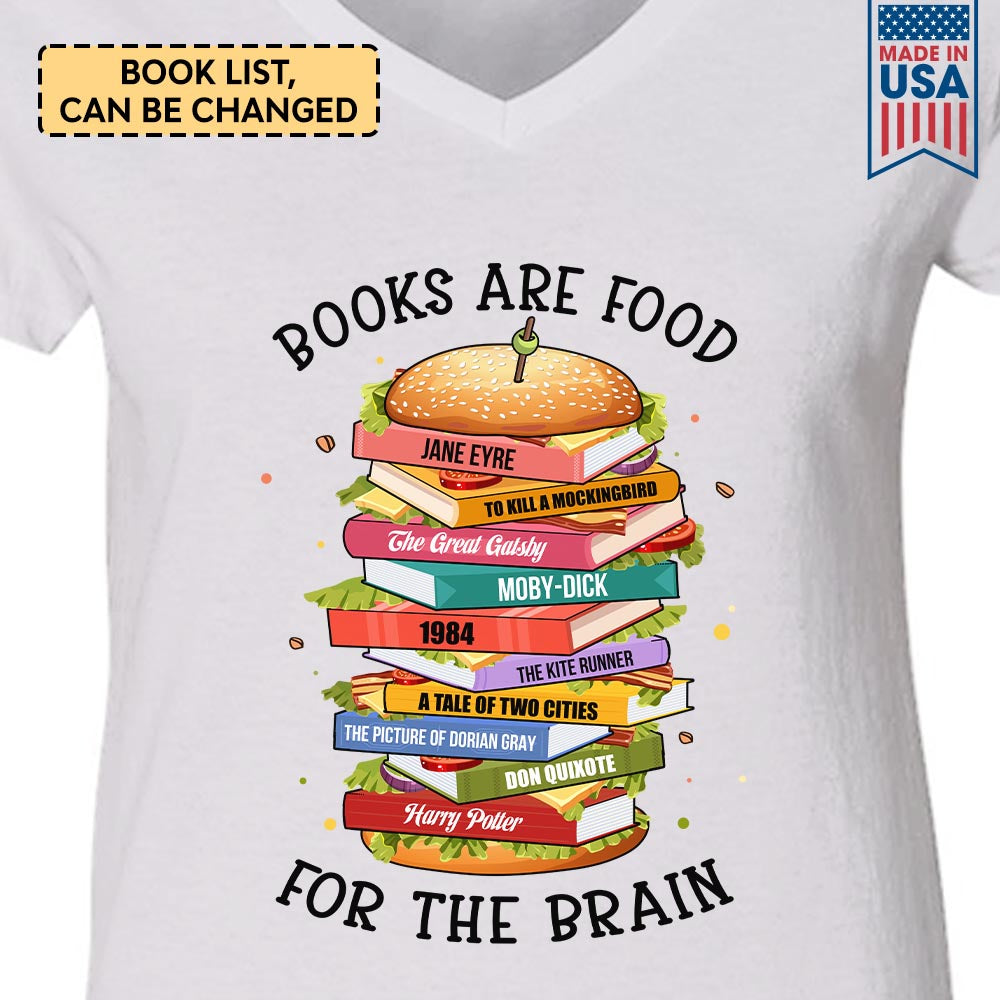 Custom Bookshelf Books Are Food For The Brain Book Lovers Gift TSVWH101