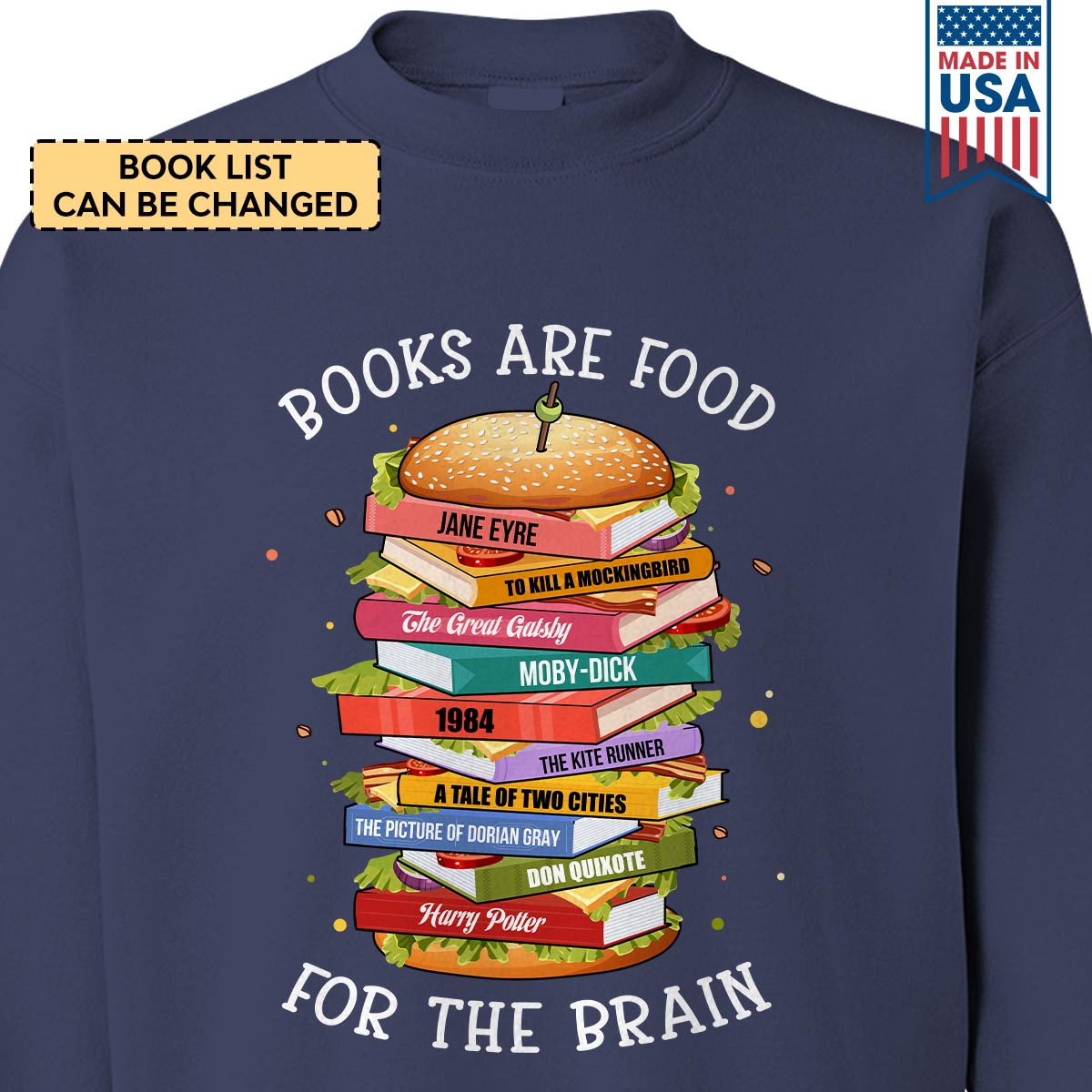 Custom Bookshelf Books Are Food For The Brain Book Lovers Gift SWBH102