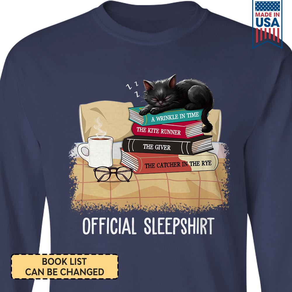 Custom Bookshelf Official Sleepshirt With Cat Book Lovers Gift LSBH10