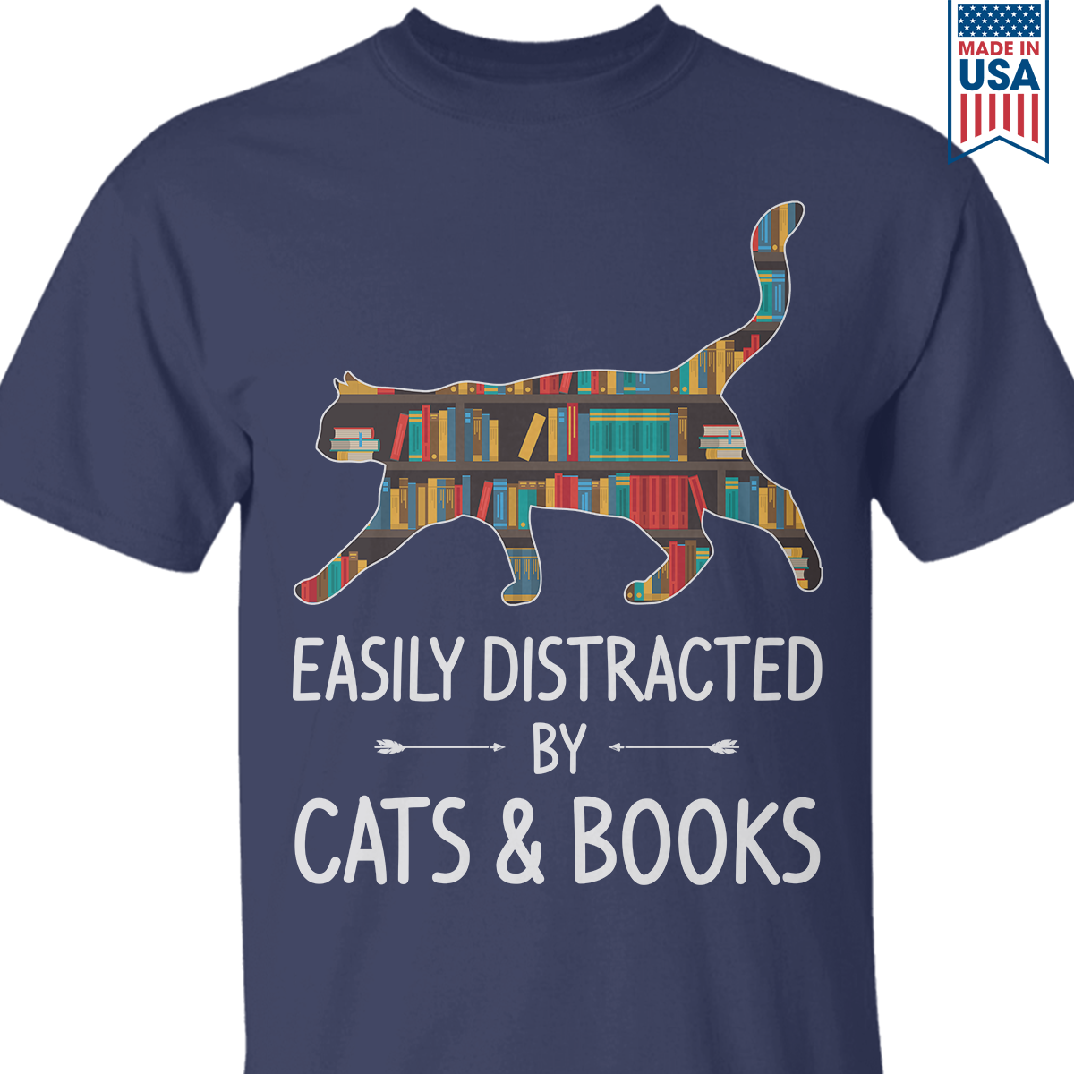 Easily Distracted By Cats And Books Book Lovers Gift TSB40