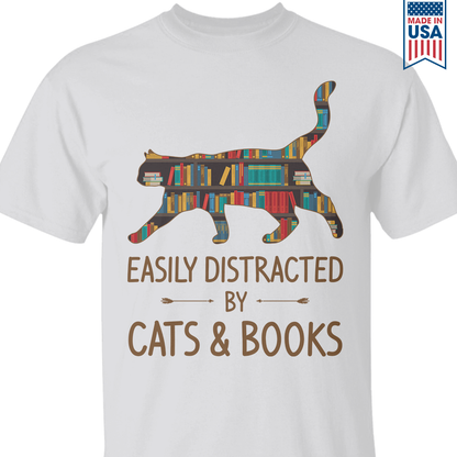 Easily Distracted By Cats And Books Book Lovers Gift TSW39