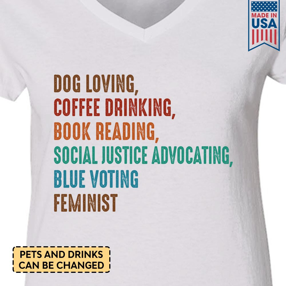 Custom Pet And Drink Book Lovers Gift Women's V-neck T-shirt TSVW565