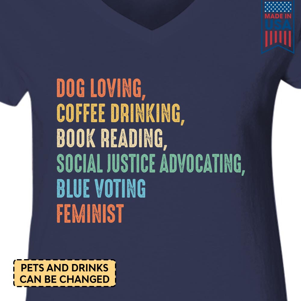 Custom Pet And Drink Book Lovers Gift Women's V-neck T-shirt TSVB566