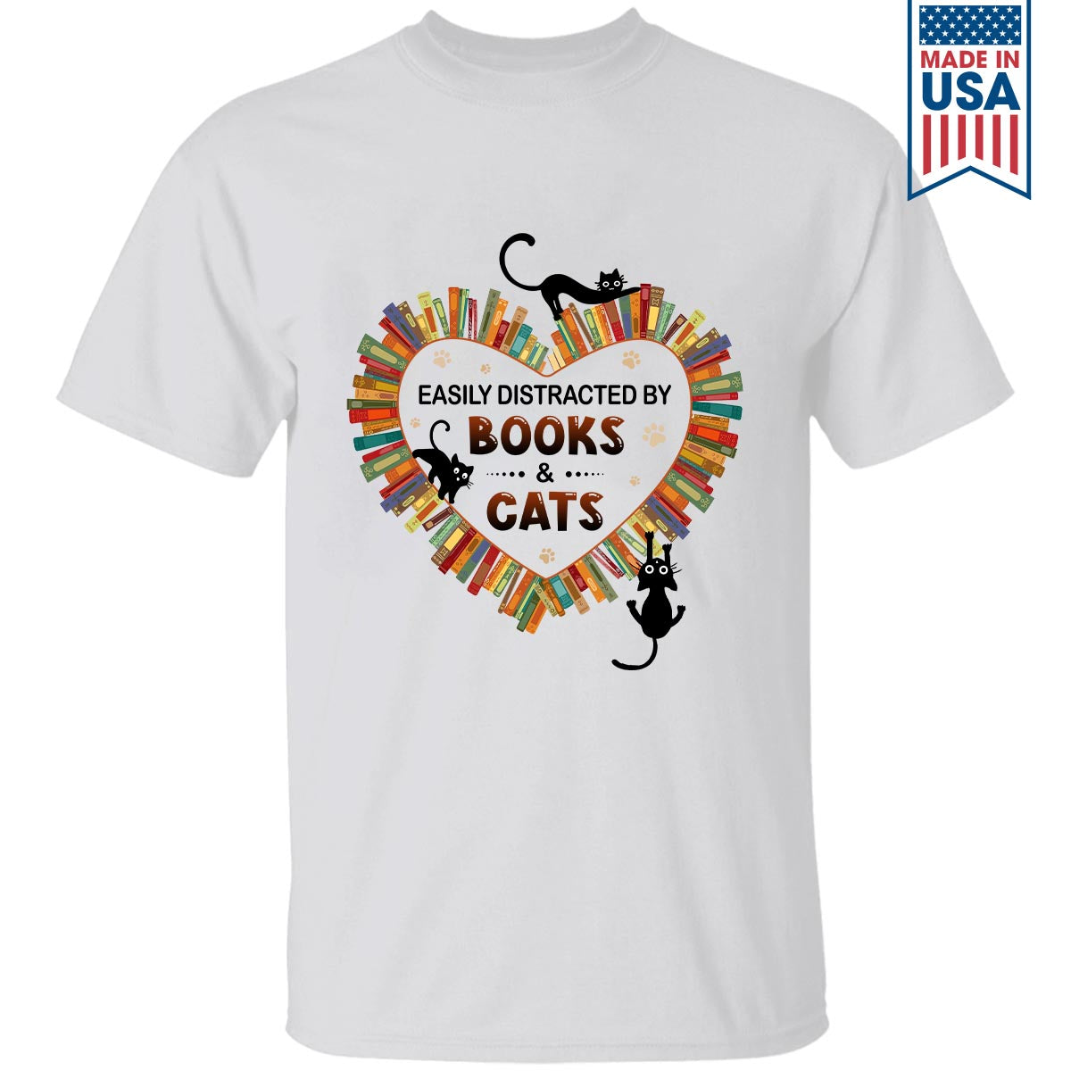 Easily Distracted By Books And Cats Book Lover Gift TSW213