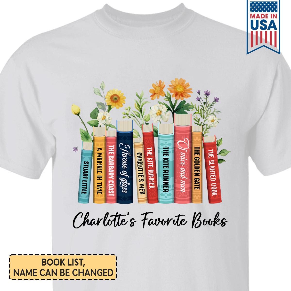 Custom Bookshelf Flowers Book Lovers Gift TSWH21