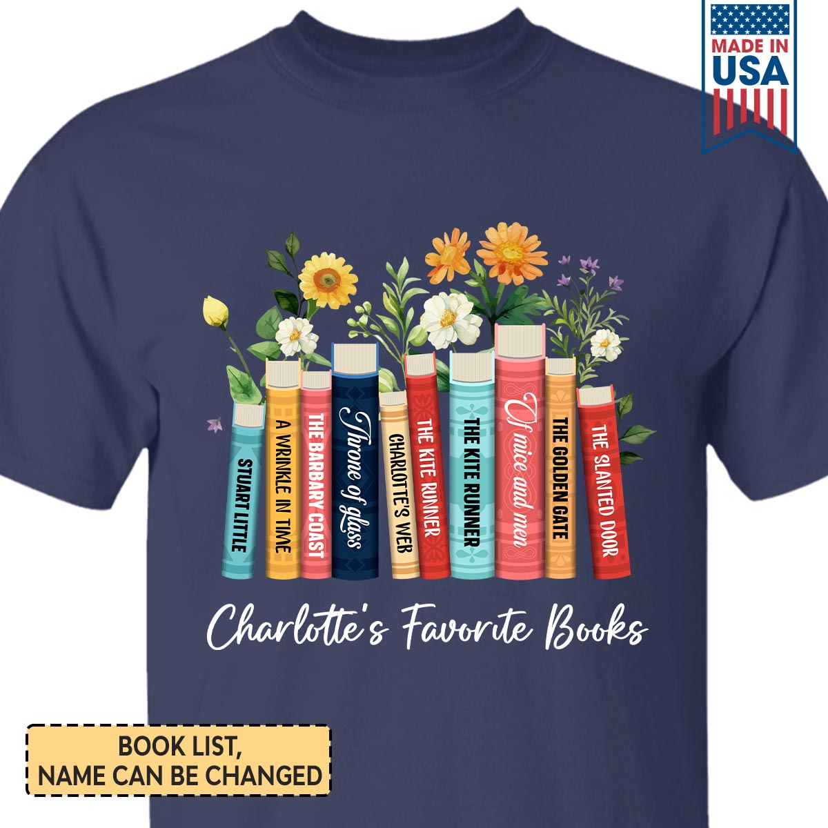 Custom Bookshelf Flowers Book Lovers Gift TSBH22