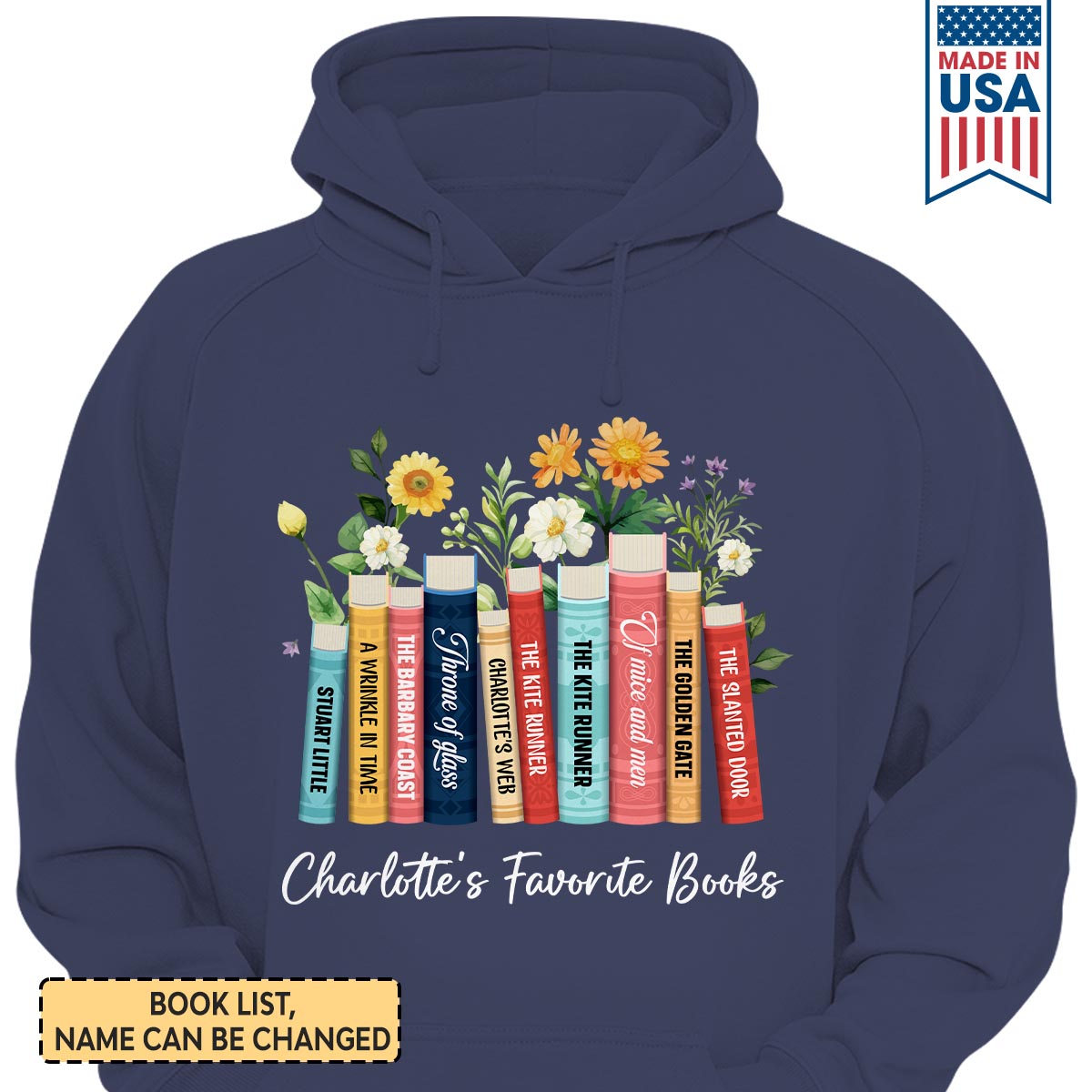 Custom Bookshelf Flowers Book Lovers Gift HDBH22