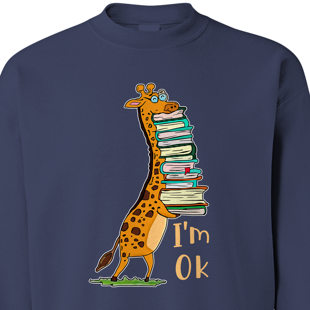 I'm OK It's Fine I'm Fine Everything's Fine Giraffe Book Lovers Gift SWB124