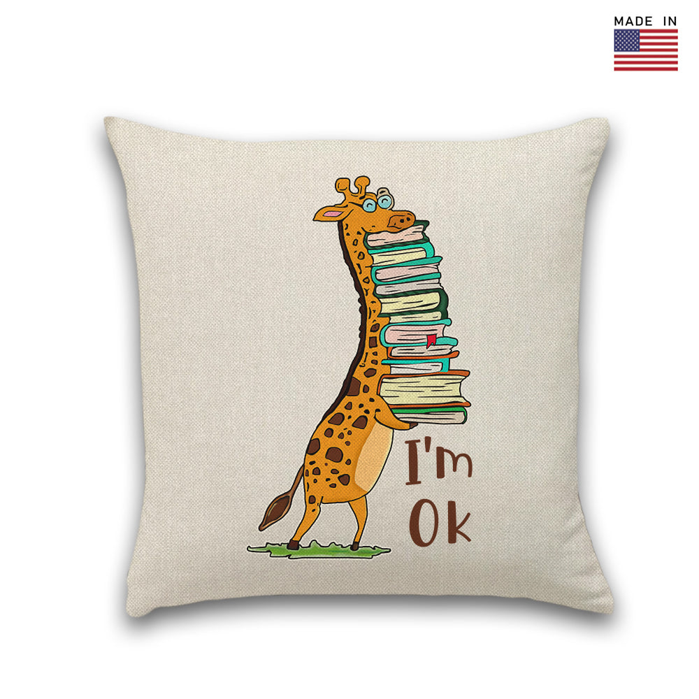 I'm OK It's Fine I'm Fine Everything's Fine Giraffe Book Lovers Gift PIL123