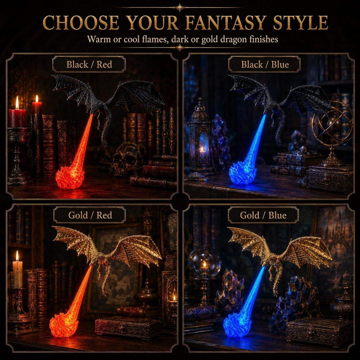 Personalized Dragon Fire Breathing Book Nook Light
