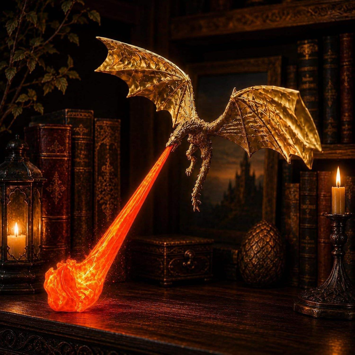 Personalized Dragon Fire Breathing Book Nook Light