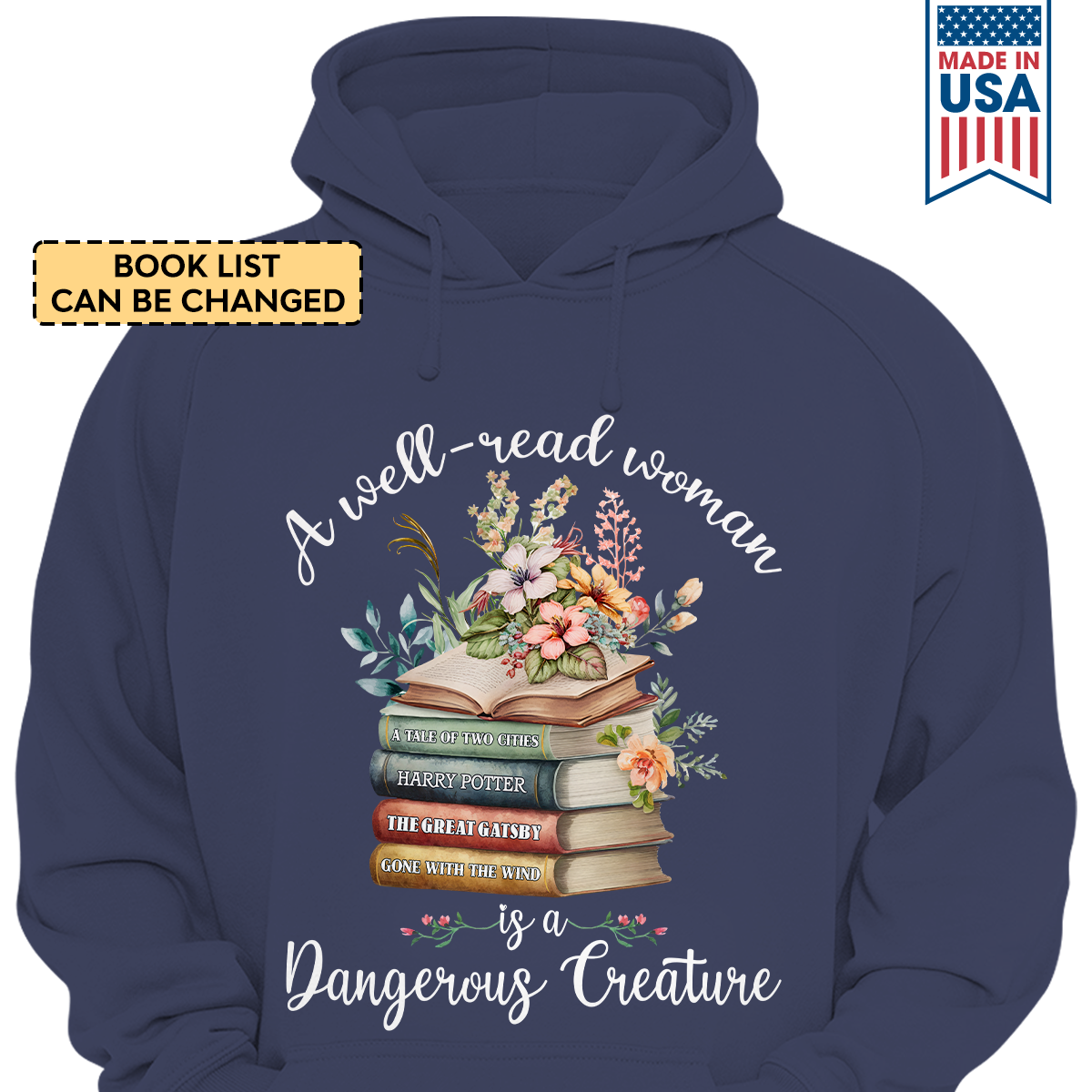 Custom Bookshelf A Well Read Woman Is A Dangerous Creature Book Lovers Gift HDBH130