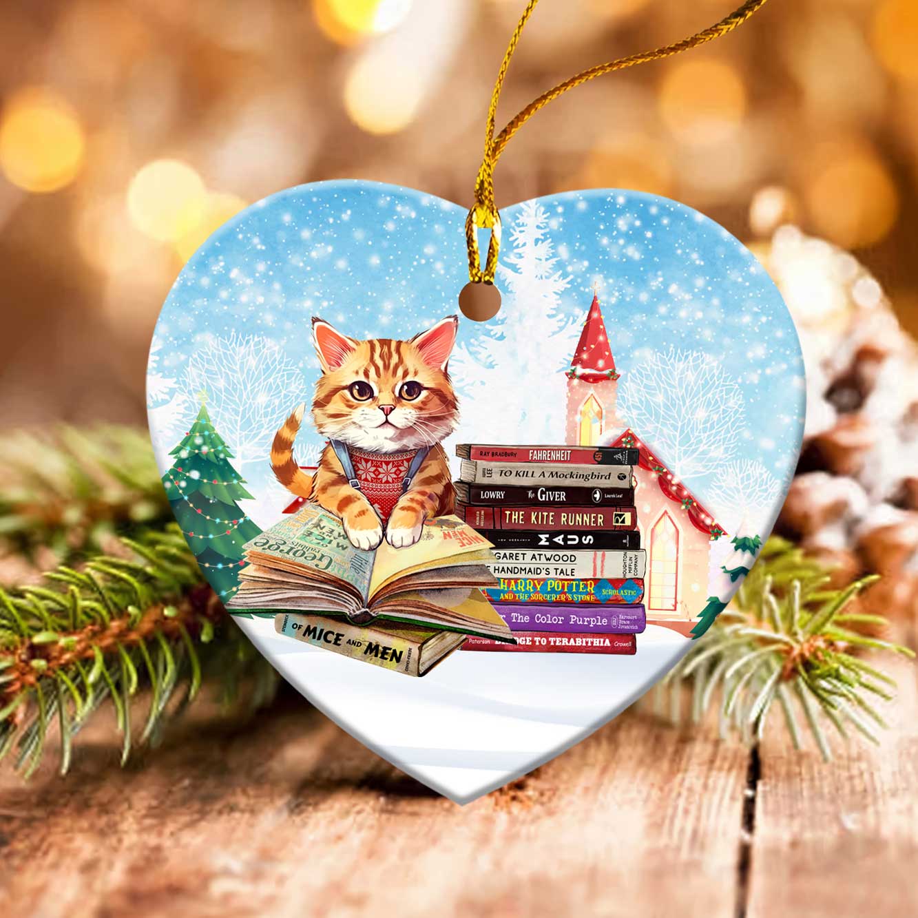 Cats Reads Banned Books 2 Christmas Ornament Book Lovers Gift ORN69