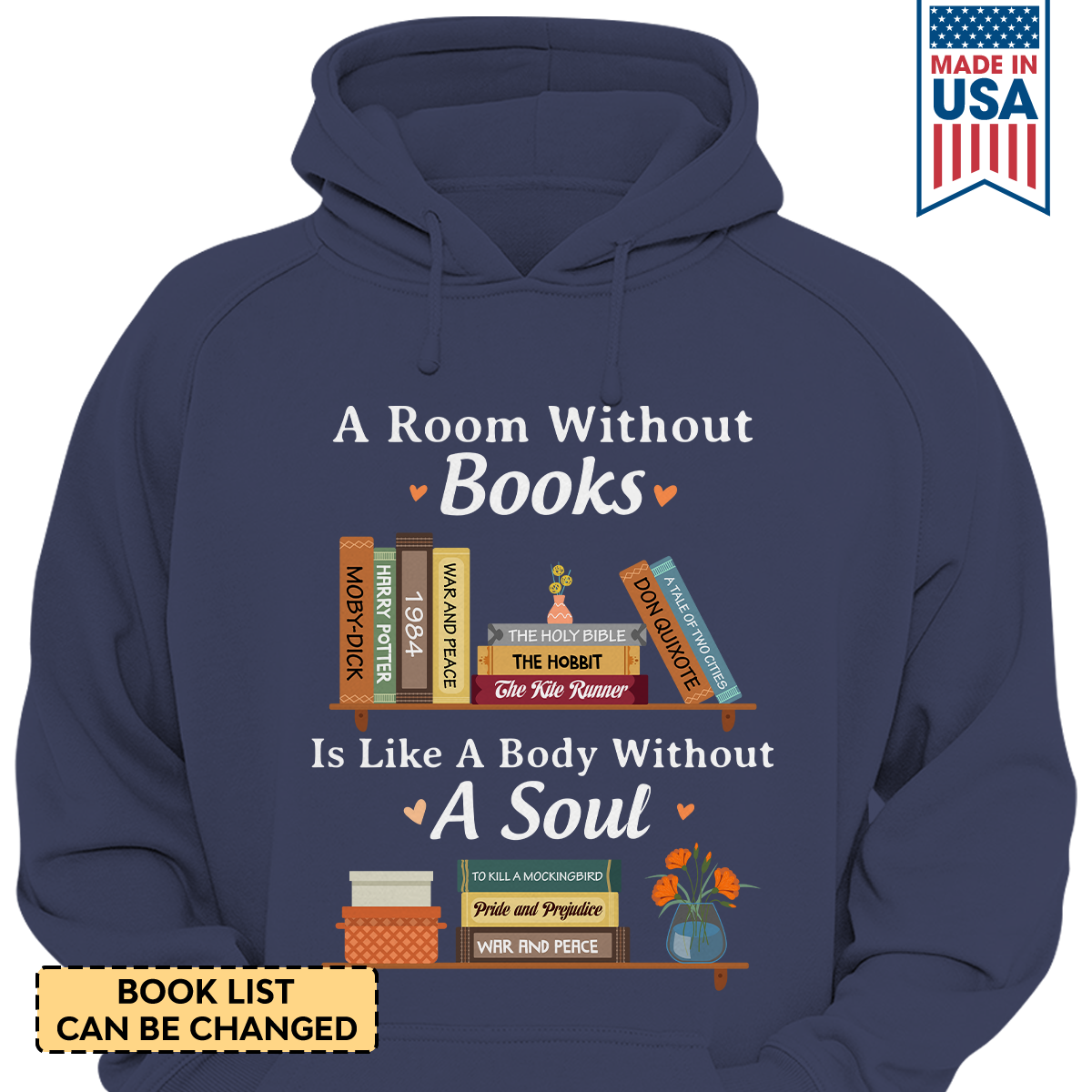 Custom Bookshelf A Room Without Books Is Like A Body Without A Soul Book Lovers Gift HDBH86