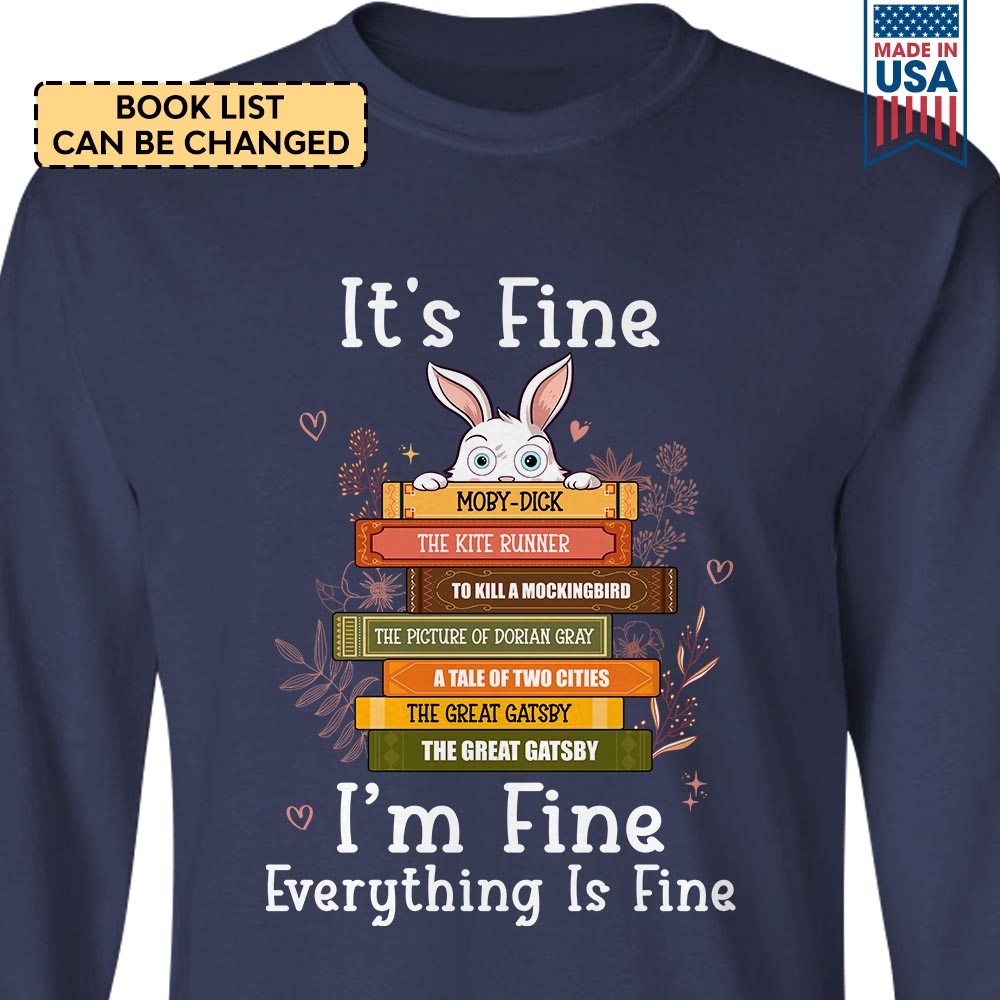 Custom Bookshelf I'm Fine It's Fine Everything Is Fine Book Lovers Gift LSBH92