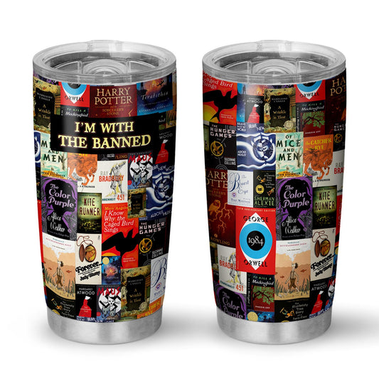 I'm With The Banned Curved Tumbler 20oz Book Lovers Gift SCT15