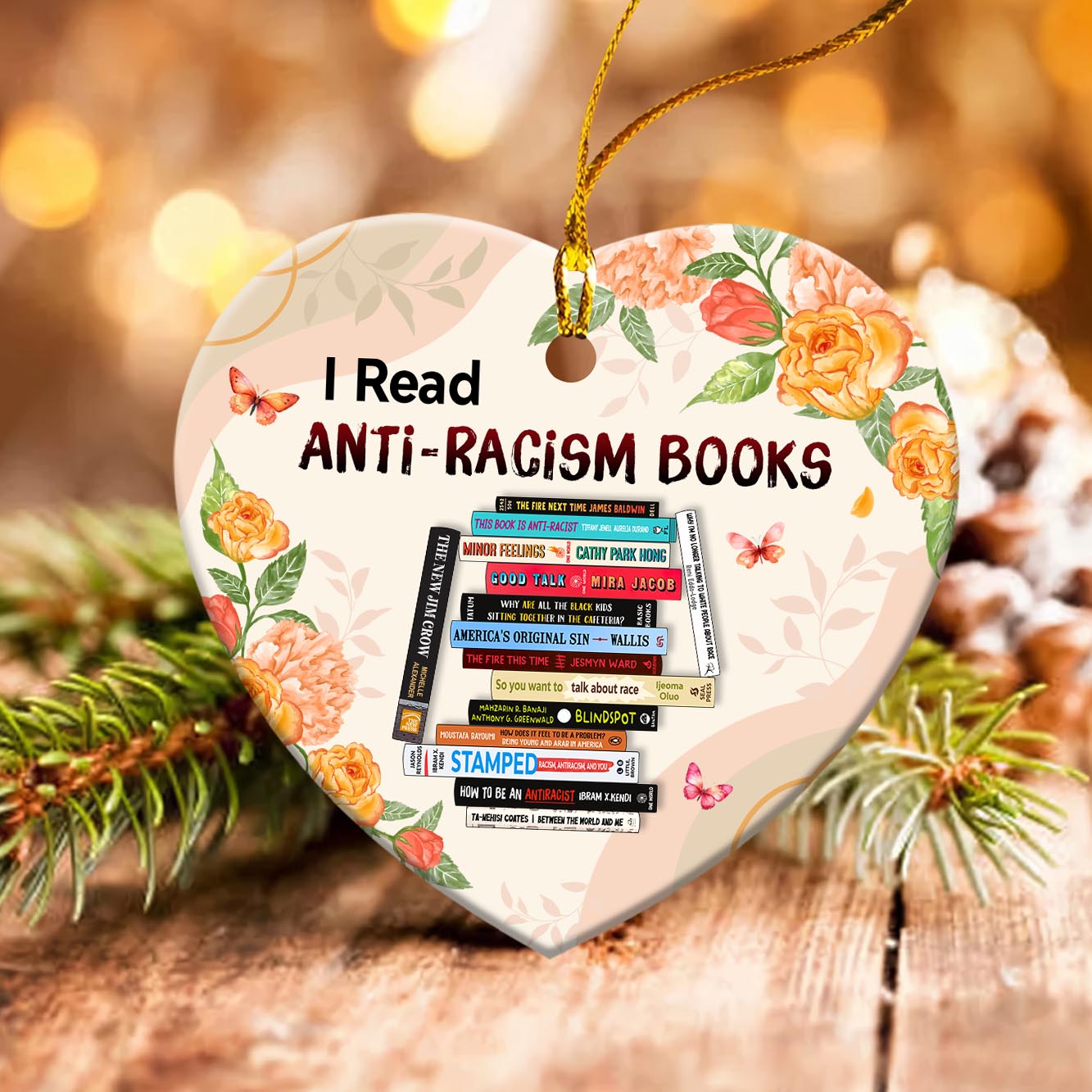 I Read Anti-Racism Books 1 Christmas Ornament Book Lovers Gift ORN41