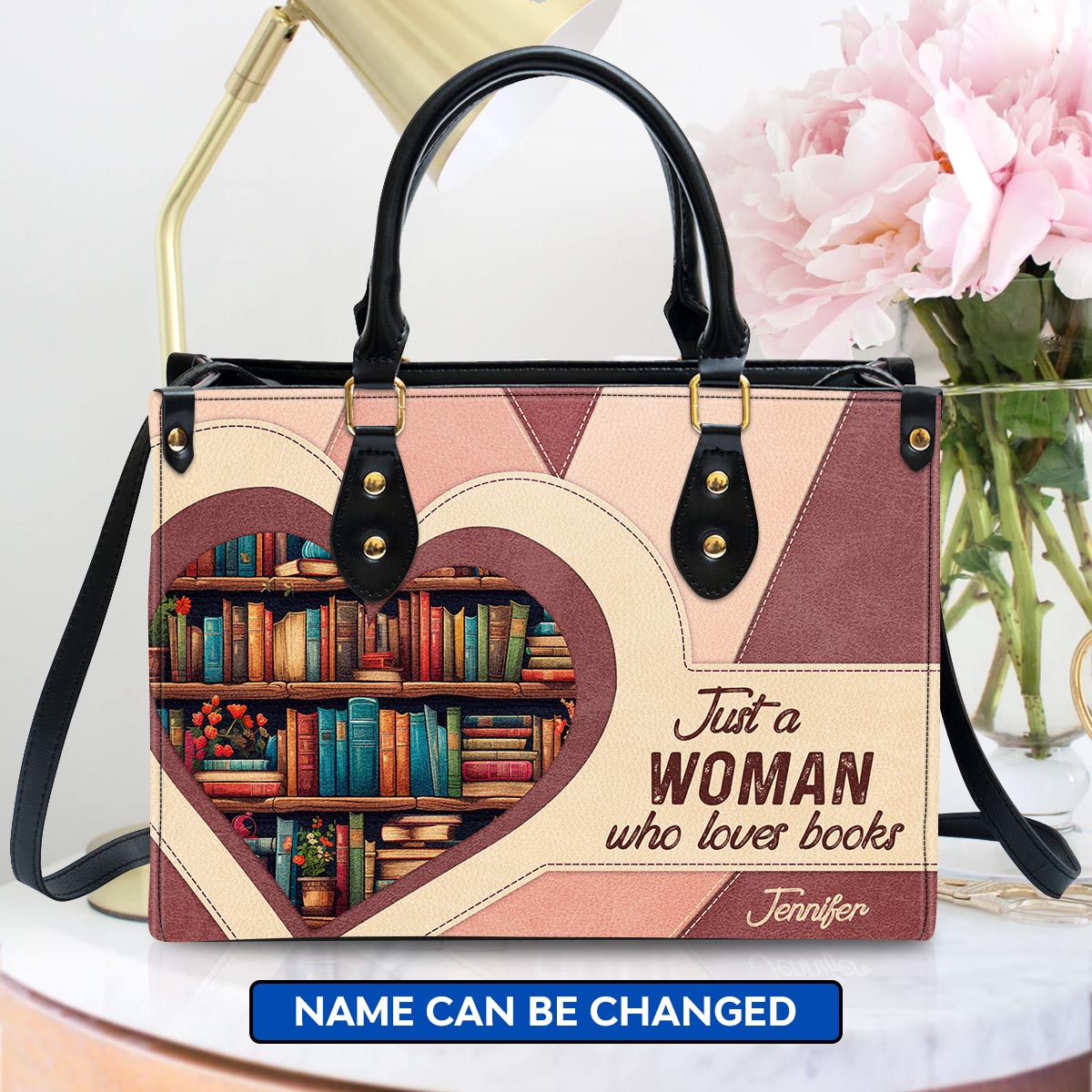 Just A Woman Who Loves Books Leather Handbag Book Lovers Gift LHB72