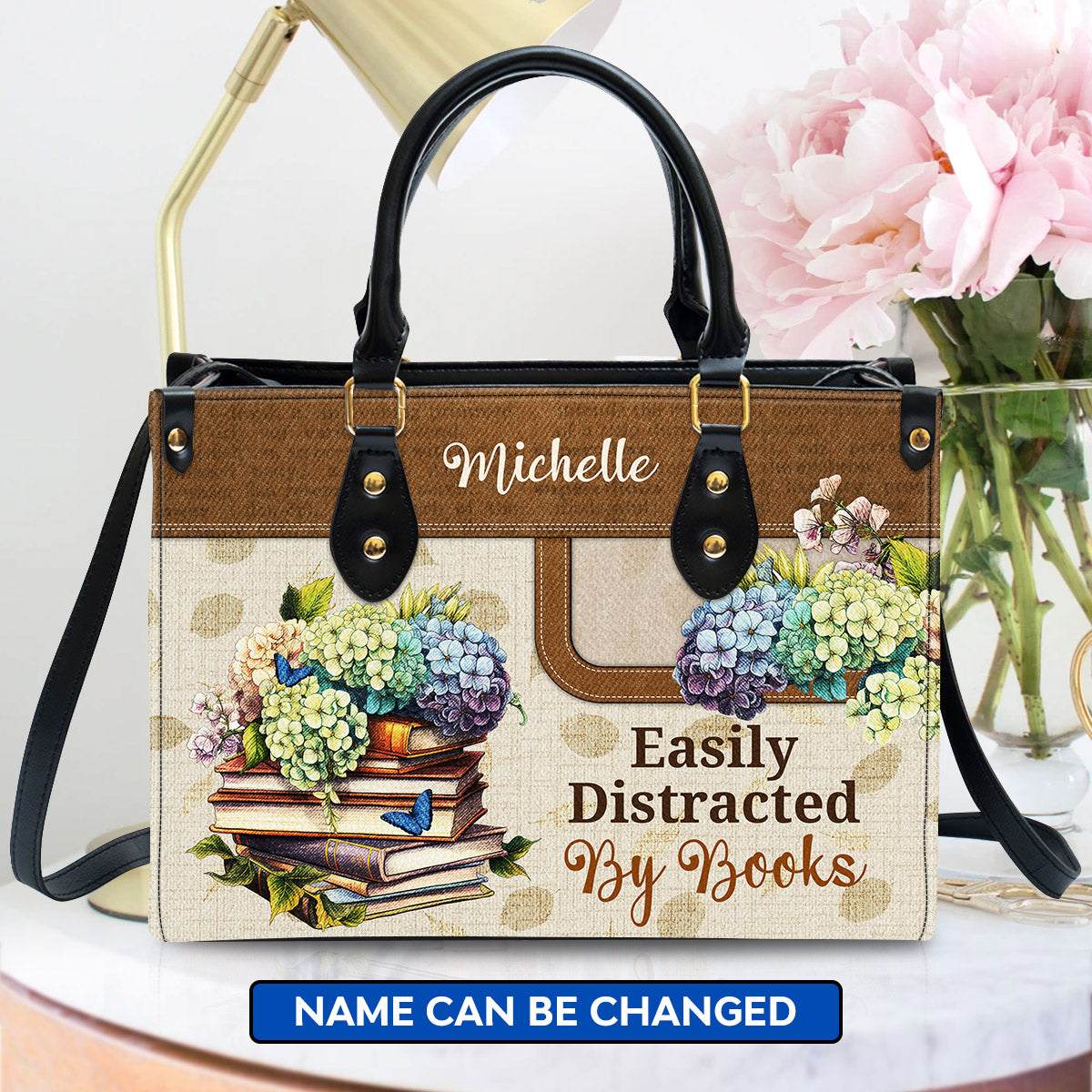 Easily Distracted By Books Leather Handbag Book Lovers Gift LHB73