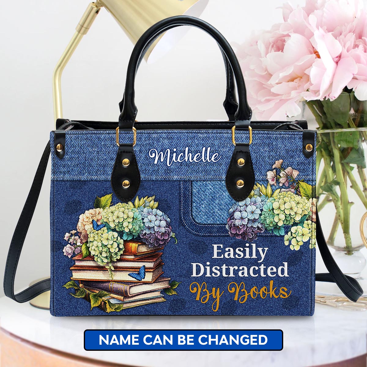 Easily Distracted By Books Leather Handbag Book Lovers Gift LHB80